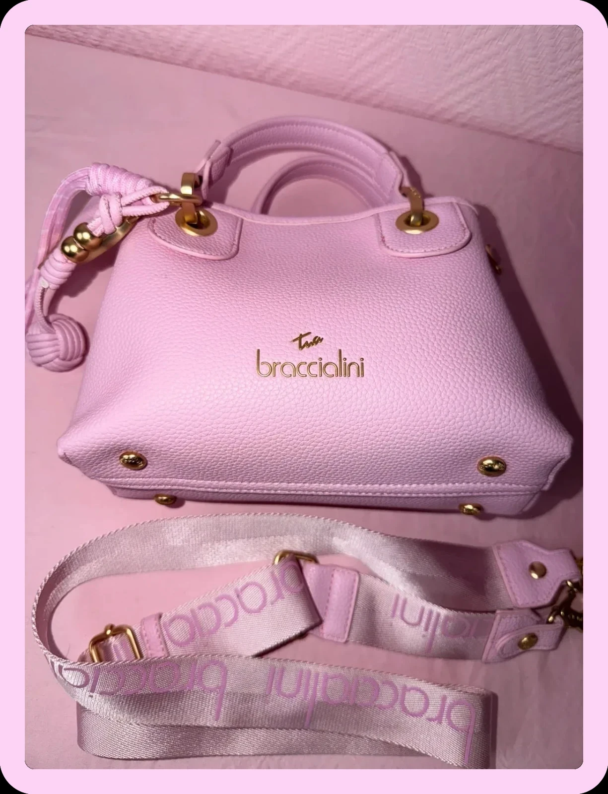 Bolsa feminina Braccialini rosa nunca usada – photo 4